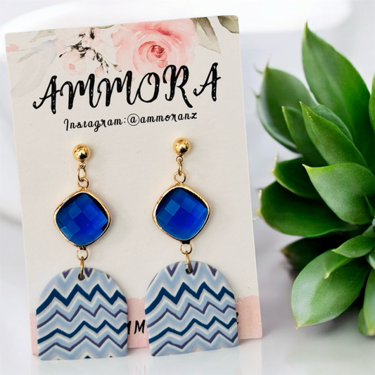 Zigzag Earring - Navy Blue