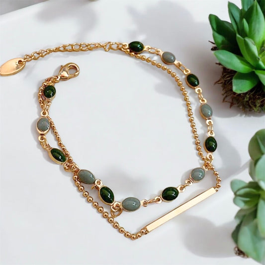 Vintage Double Layer Green Bracelet